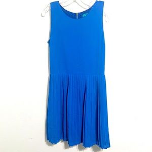 Pim + Larkin royal blue pleated fit and flare dress size med
